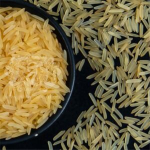 1121 Golden Sella Basmati Rice in a black bowl